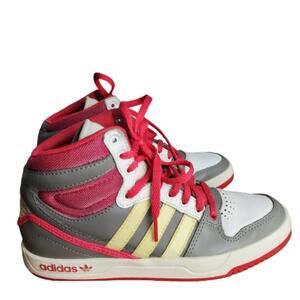 Adidas Ortholite High Tops Sneakers Womens Sz 6 Pink Gray Leather Lace Up Retro
